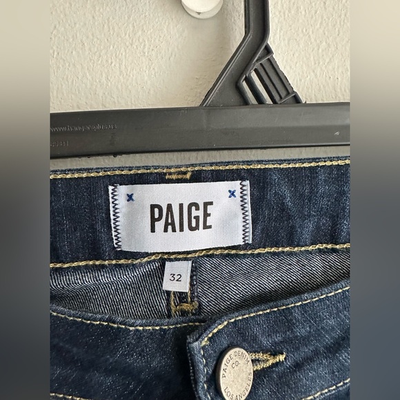 Paige Canyon Baby Boot Jeans Mid Rise Dark Wash Blue Size 32 - Picture 5 of 11